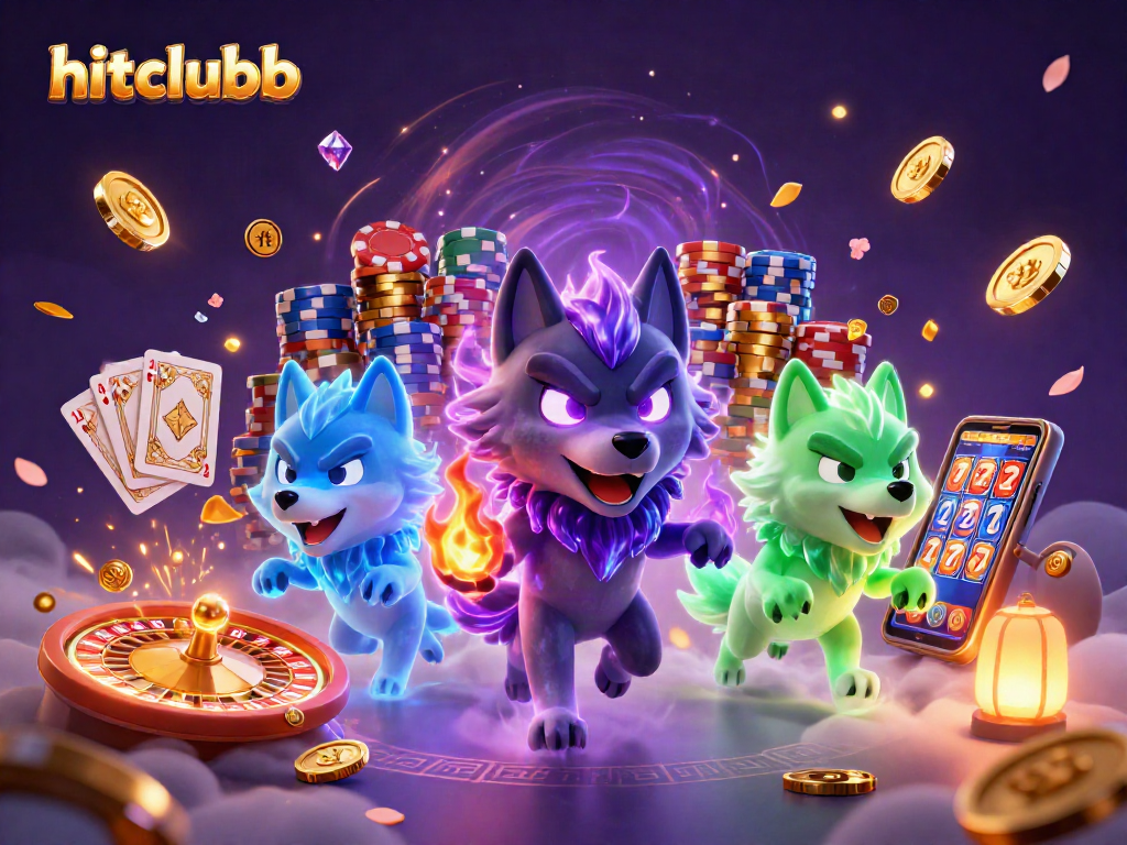 Engage in thrilling gameplay with hitclubb's dynamic casino scene featuring a wolf pack.