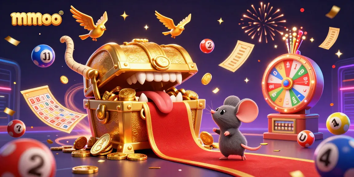 Engage in mmoo's thrilling lottery experience with vibrant visuals and exciting prize elements.