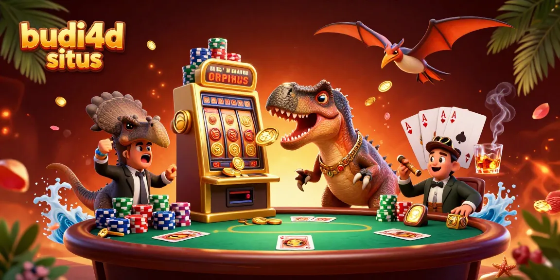 Catch the jackpot at budi4d situs with a pachycephalosaurus in a dynamic casino scene, celebrating a big win!