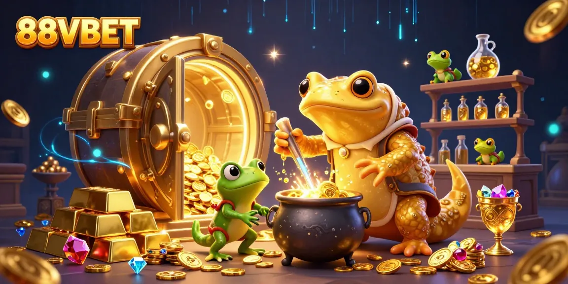 Enhance your gaming experience with 88VBET's vibrant casino adventure illustration featuring gold elements.