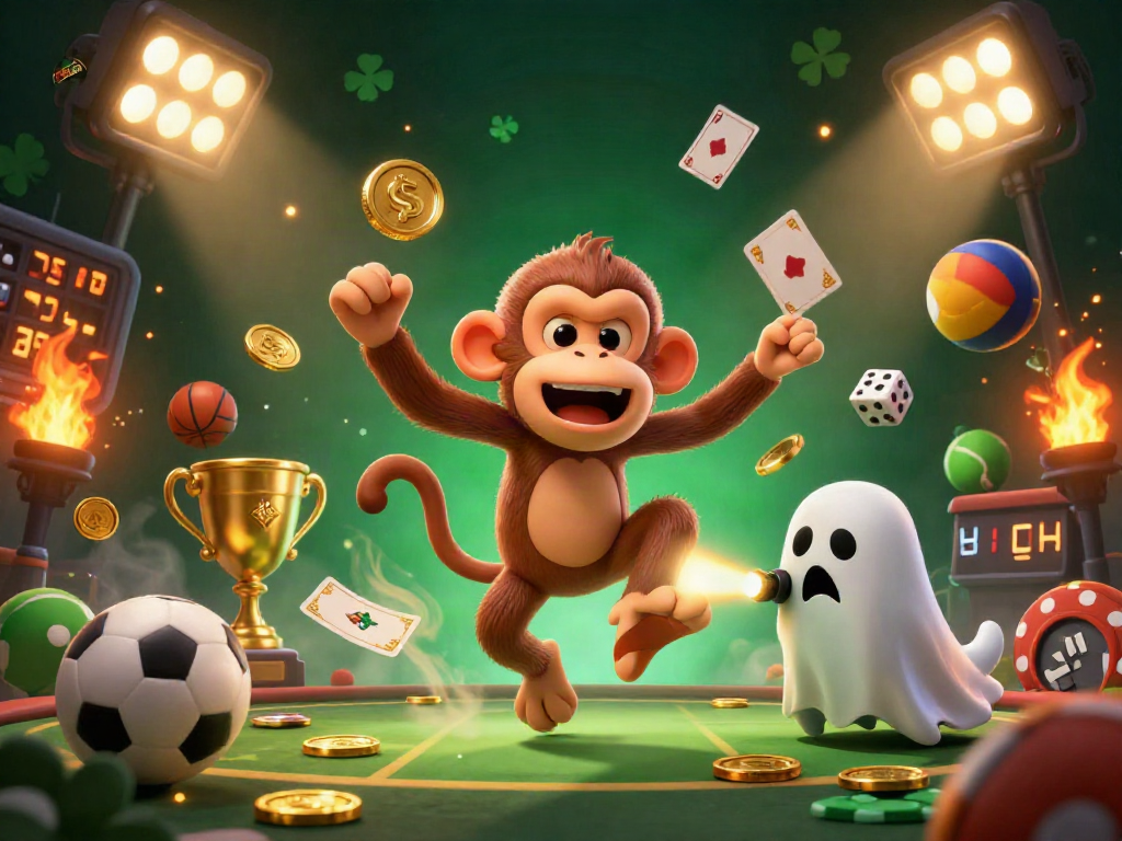 Experience thrilling excitement with 88JBET as a ghost-hunter puppy tracks a playful poltergeist monkey in a haunted casino.