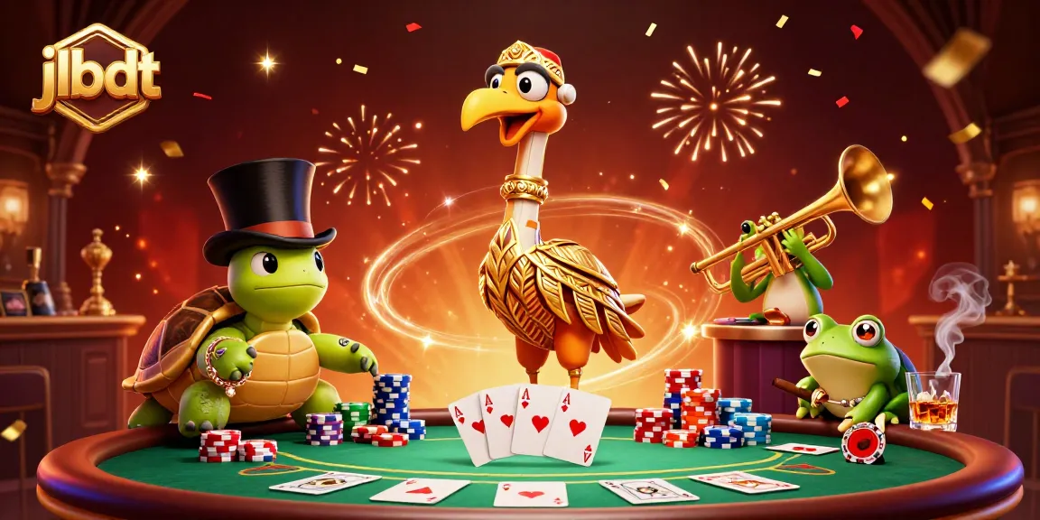 Engage with jlbdt at an animated casino scene featuring vibrant card games and lively characters.