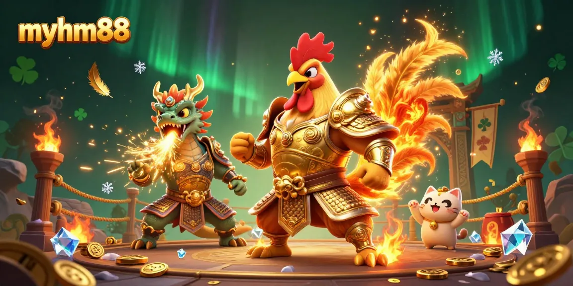 Engage in thrilling cockfighting action at myhm88 with dynamic warriors and exciting gambling elements.