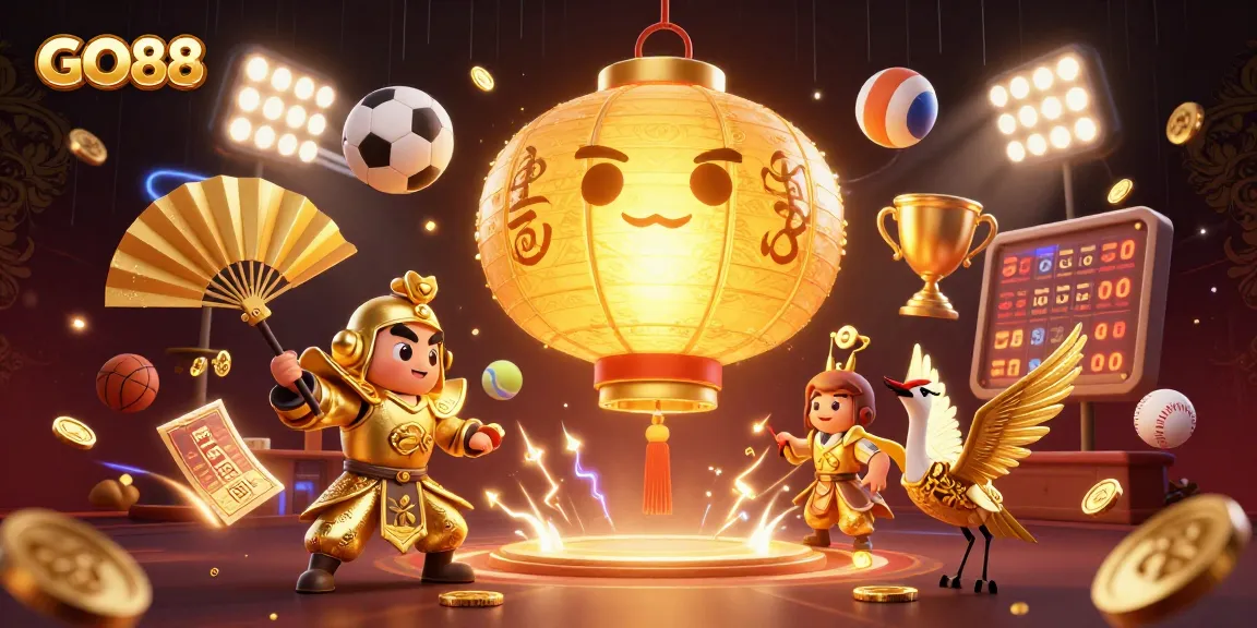 Engage with GO88 at the luxurious night market casino, showcasing vibrant gaming elements and golden illuminations.