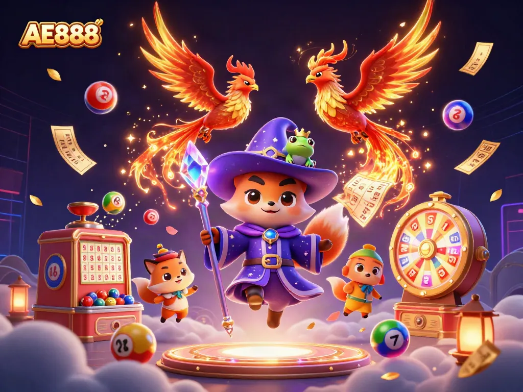 Engage with AE888's vibrant gaming world filled with exciting lottery elements and enchanting characters.