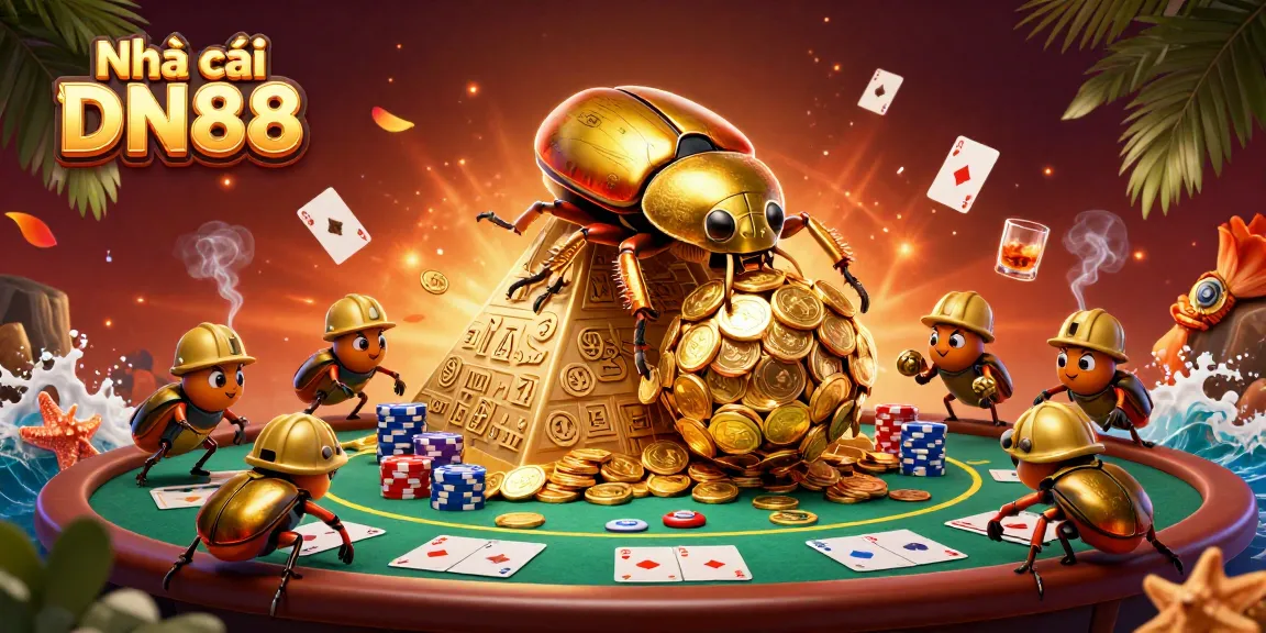 Play exciting games at Nhà cái DN88 with dynamic casino elements and golden treasures.