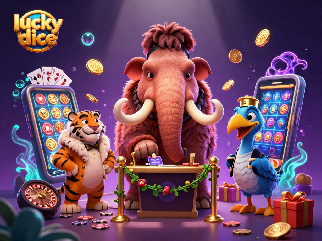 Spin the lucky dice in a thrilling casino scene with vibrant characters and dynamic game elements.