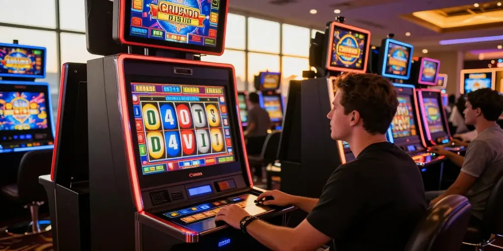 Excited player enjoying a vibrant gaming experience at Crusado Casino slot machine.