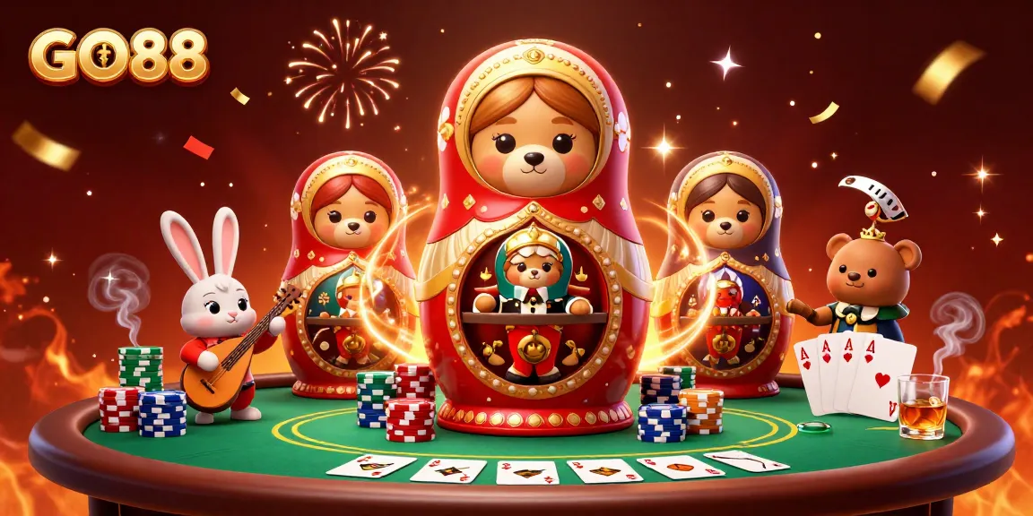 Experience the excitement of GO88 with vibrant scenes of casino fun and engaging game elements.