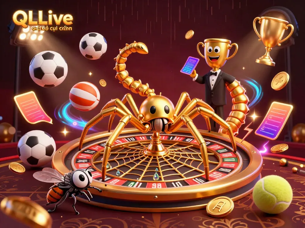 Engage in thrilling bets at QQLive giải trí trực tuyến with an interactive roulette wheel and sports elements.