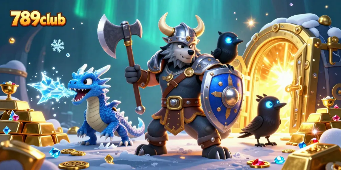 Bet on immersive 789club experiences with a Viking warrior, dragon, and treasure.