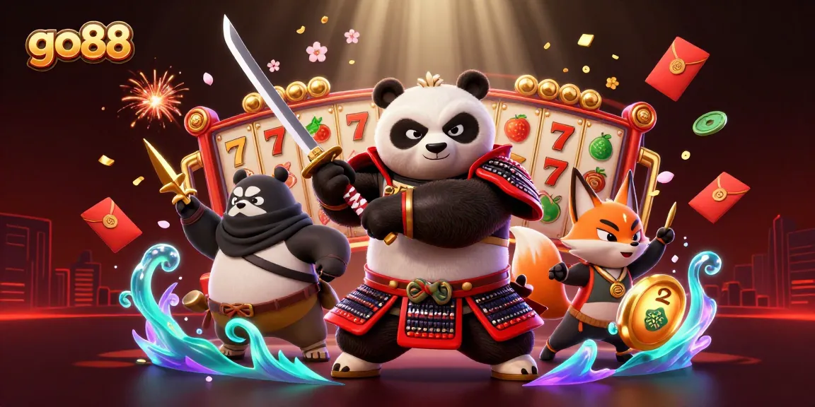 Experience go88 casino thrills with a vibrant 3D samurai panda and golden jackpots!