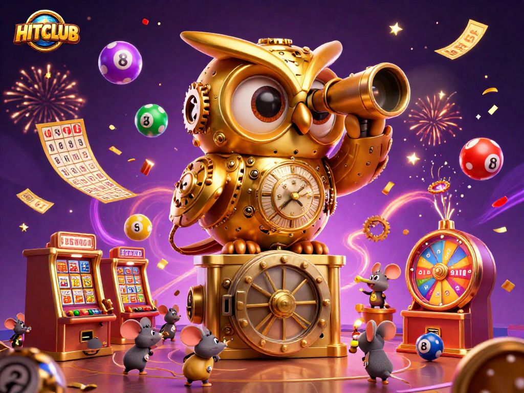 Experience the excitement of HITCLUB with dynamic casino elements and vibrant characters.