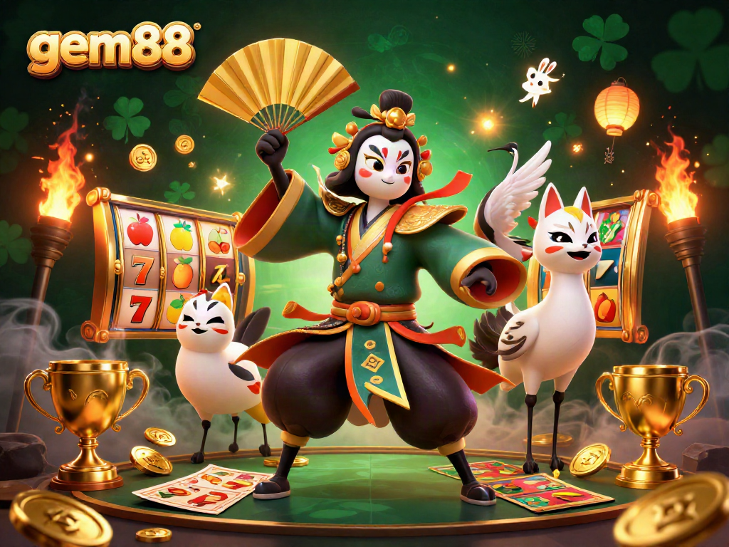 Experience exciting gameplay with gem88 as our kabuki warrior and kitsune mask come alive amidst thrilling slots!