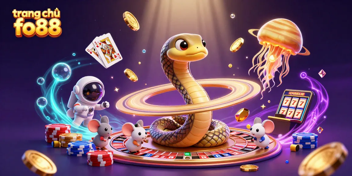 Experience excitement with trang chủ fo88 in this dynamic casino scene featuring a roulette wheel and animated characters.