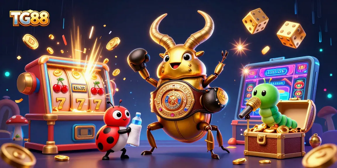 Engage in thrilling gameplay at TG88 with a vibrant 3D casino scene full of action.