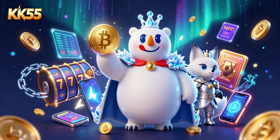 Engage with KK55 and discover thrilling slot adventures amidst stunning 3D characters and crypto elements.