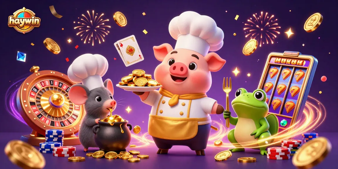 Experience the excitement of haywin casino with vibrant gold coins and engaging characters.