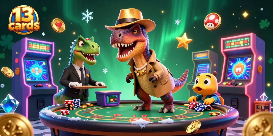 Experience thrilling gameplay in 13 cards, as a velociraptor card counter sneaks chips at a blackjack table.