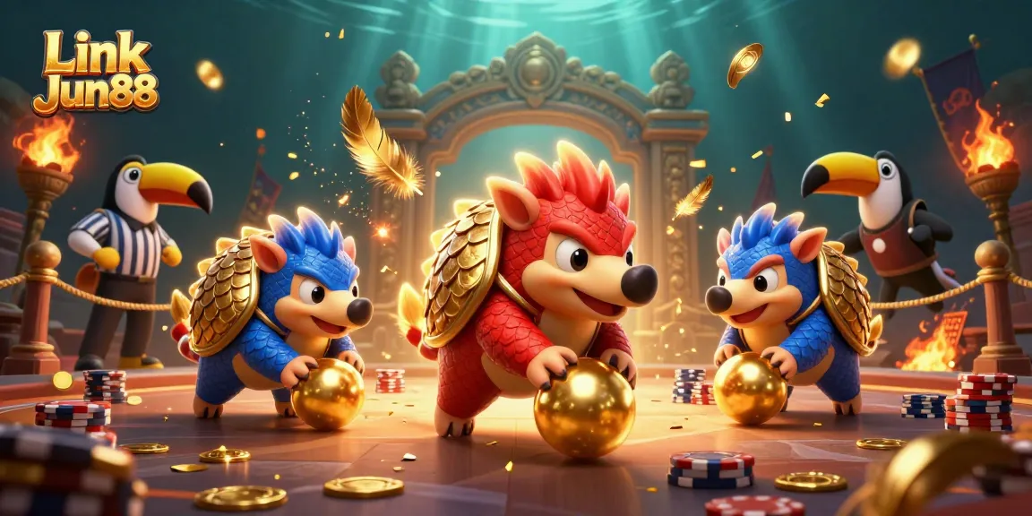 Experience thrilling gameplay at Link Jun88 with dynamic pangolins rolling through poker chips!