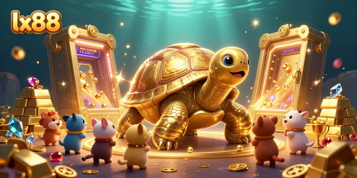 Experience thrilling gameplay at lx88 with a vibrant casino scene featuring a magical tortoise and treasure