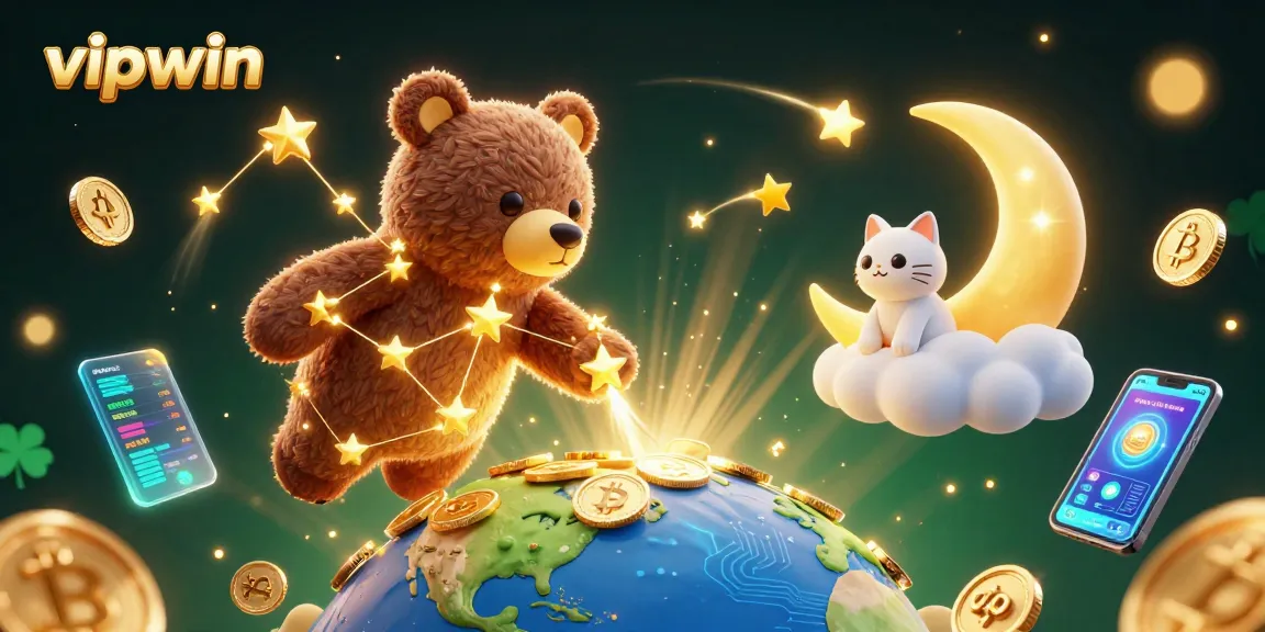 Playing and winning with vipwin in an enchanting 3D casino fantasy scene filled with vibrant elements.