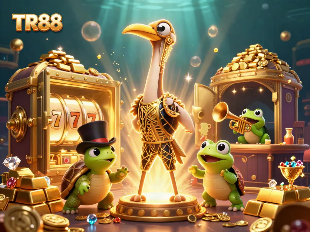 Spin the slots with TR88 at a vibrant speakeasy featuring treasure-filled characters.