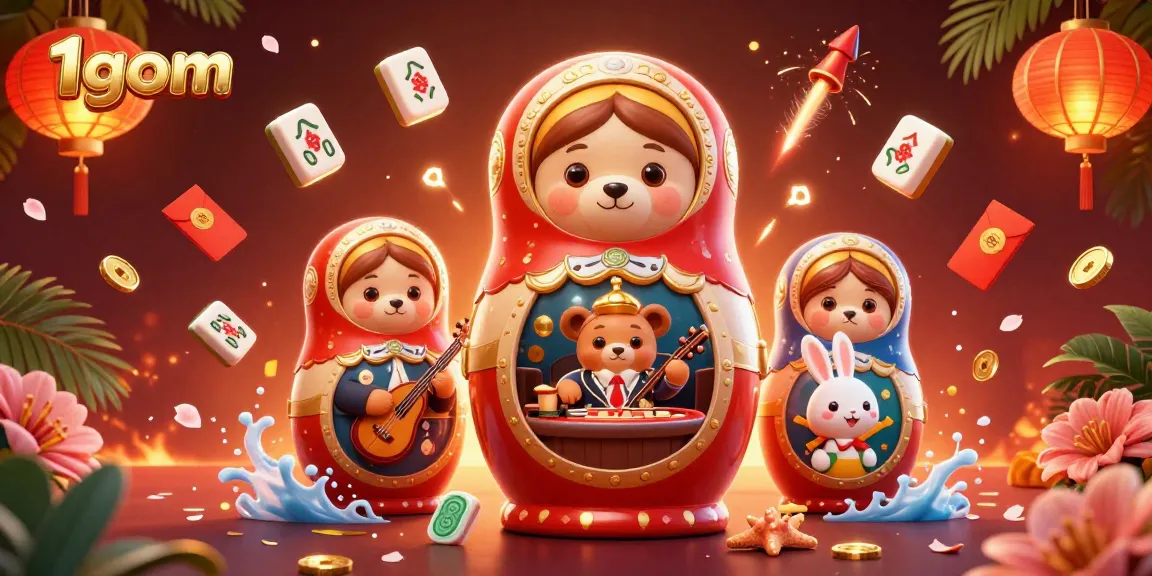 Engage in dynamic 1gom casino action with featured colorful bears and festive decorations.