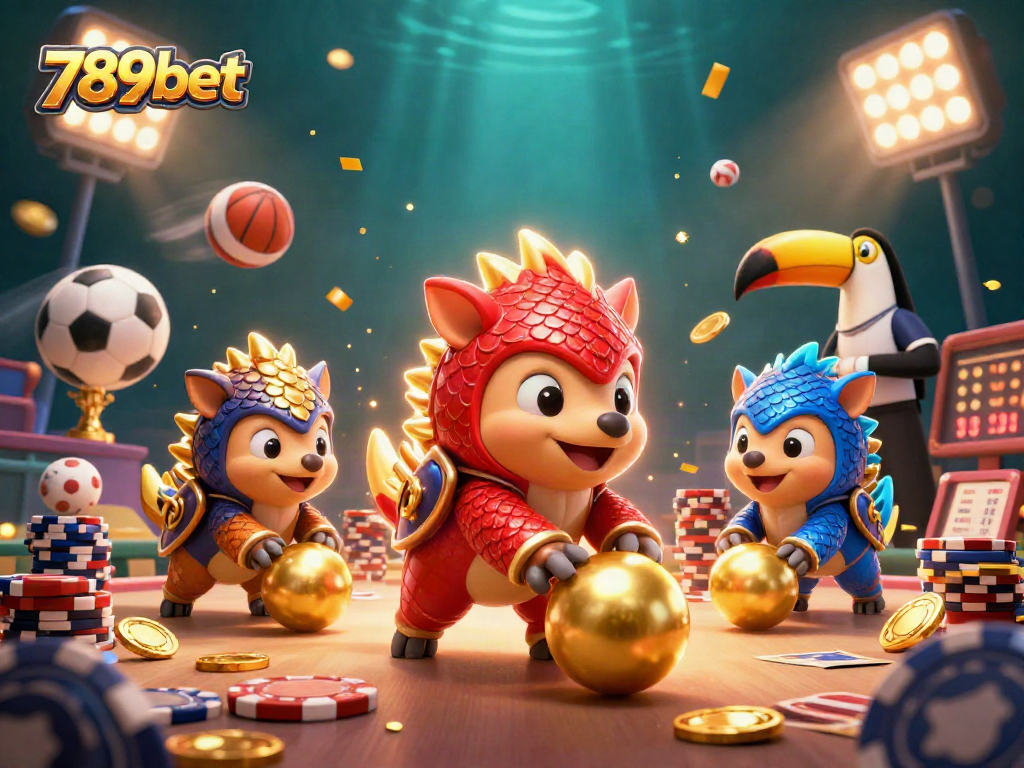 Experience vibrant gaming action with pangolins at 789bet, rolling golden balls through poker chips.