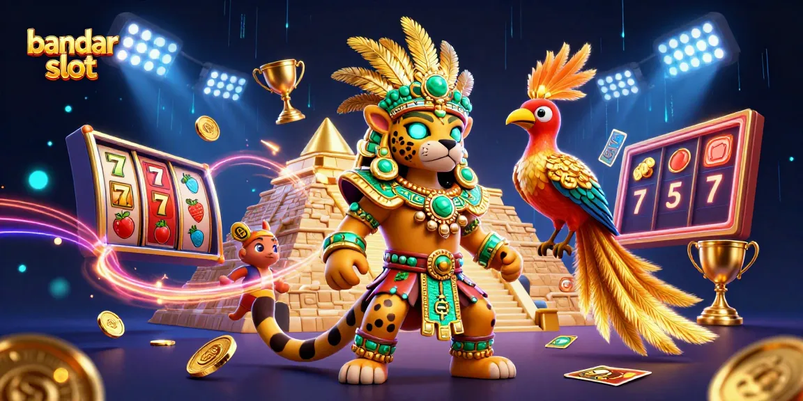 Engage with bandar slot gameplay, showcasing vibrant characters and dynamic slot symbols.