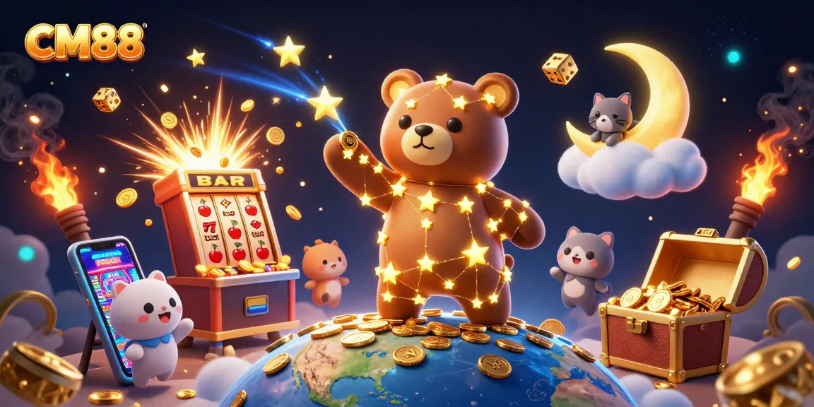 Players enjoy CM88's thrilling jackpots and games in this magical casino scene.