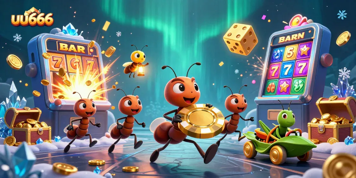Experience the thrilling heist at uu666 with ants and dynamic casino elements in this vibrant scene.