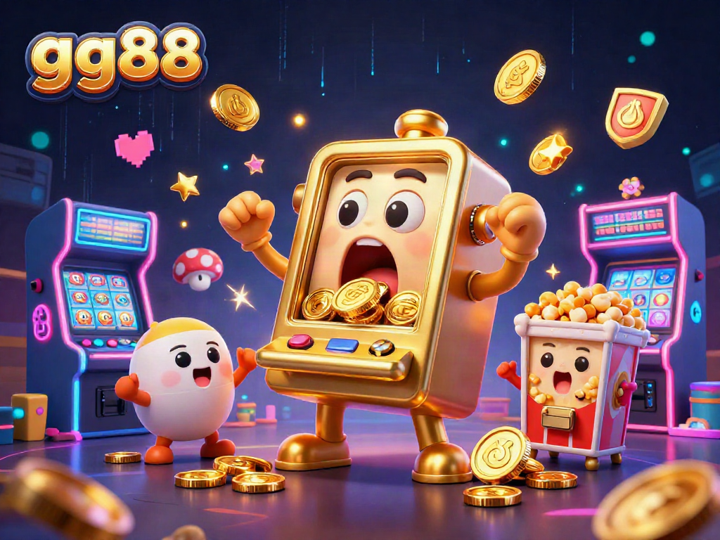 Experience the exciting jackpot action with gg88's golden slot machine amidst vibrant casino elements.