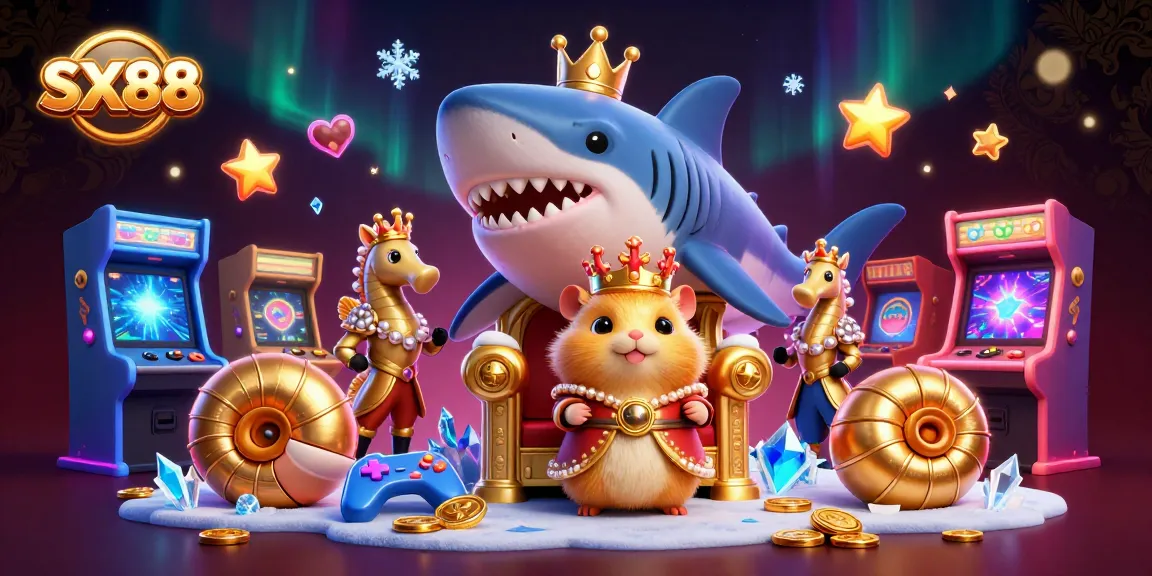 SX88 attracts gamers with a vibrant 3D scene showcasing a golden hamster king and its royal entourage.