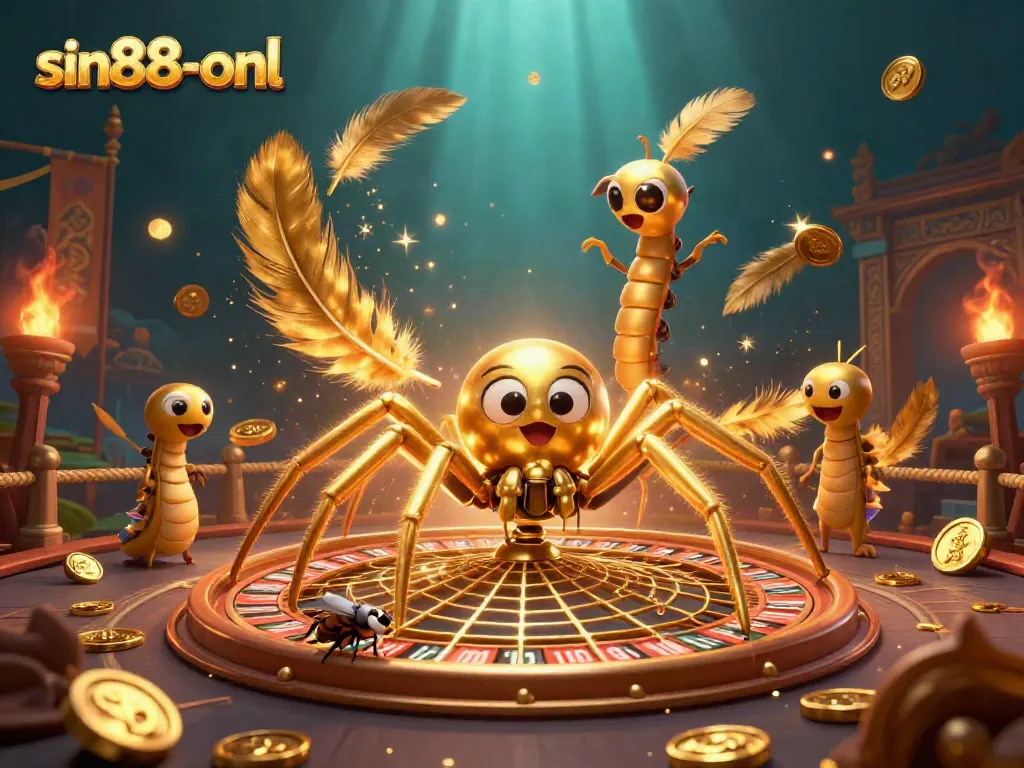 Experience winning spins at sin88-onl featuring a spider creating a roulette wheel.