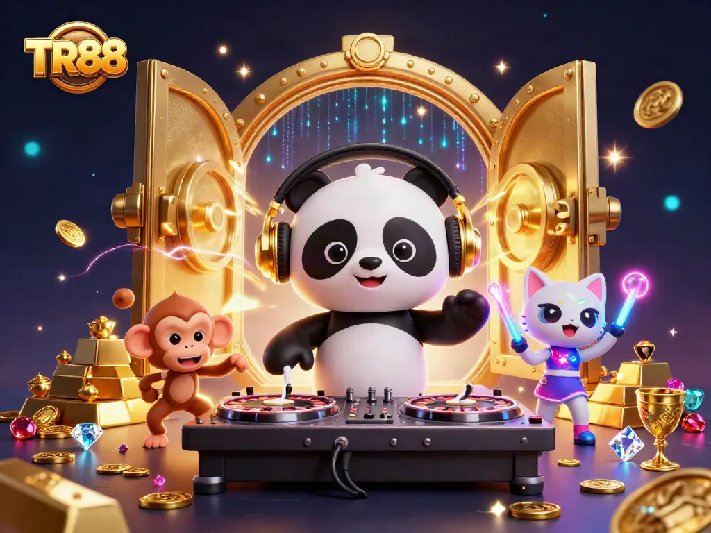 Experience TR88's vibrant casino ambiance with animated characters and rich game elements.