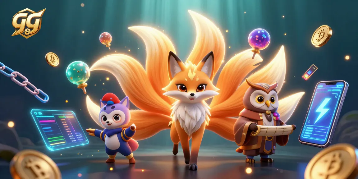 Engage with gg 88's vibrant casino spirit featuring a nine-tailed fox and glowing orbs in dynamic action.