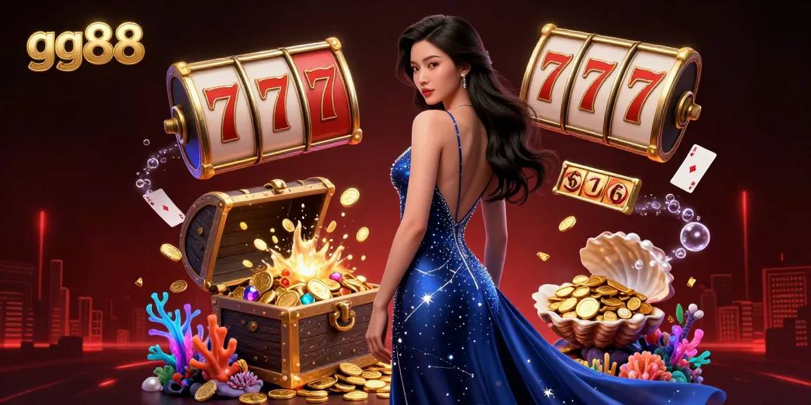 Experience exciting wins at gg88 with vibrant slot reels and casino elements in a dazzling underwater scene.