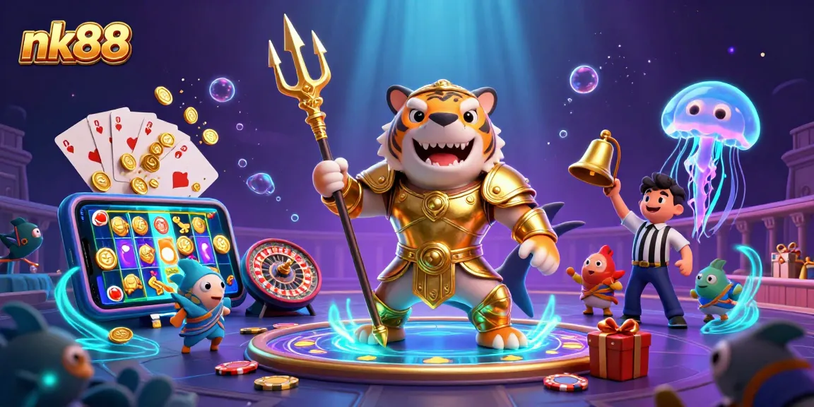Engage with the thrilling nk88 casino experience showcasing an epic underwater scene with vibrant game elements.