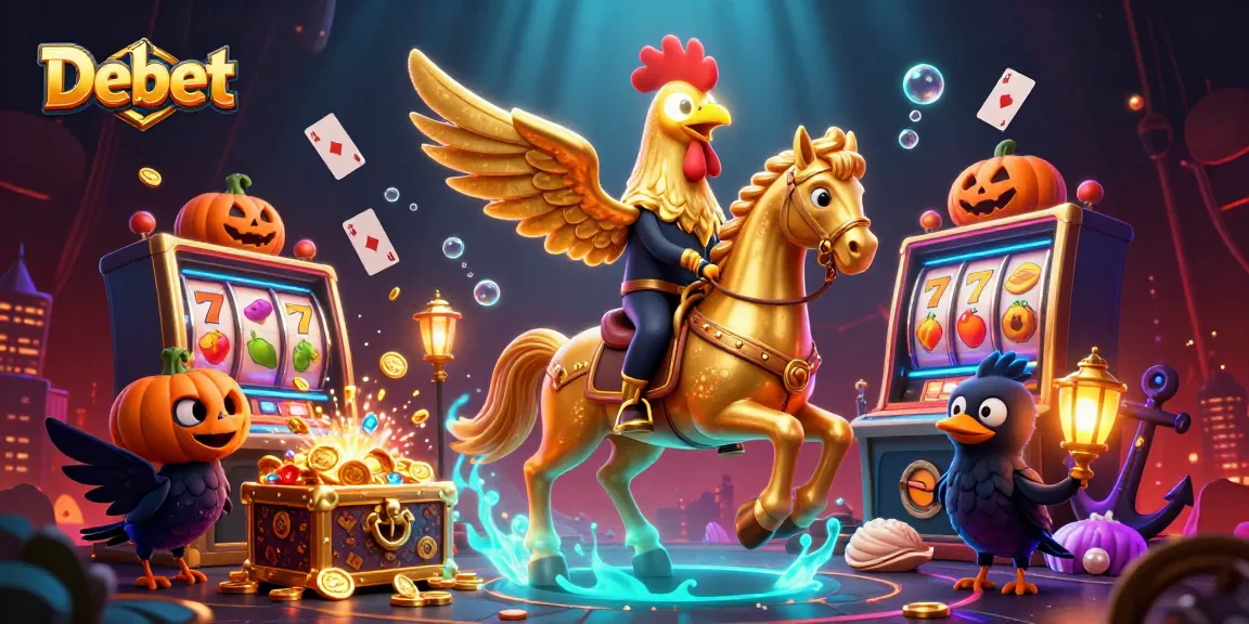 Experience thrilling gameplay at Debet with vibrant slots, golden treasures, and dynamic casino scenes.