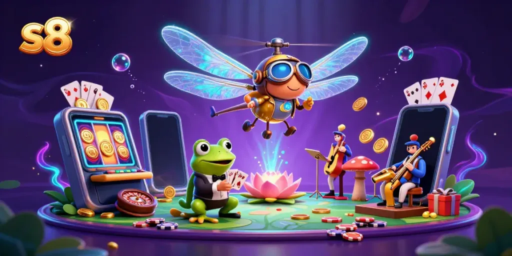 Experience the dynamic casino action with s8 featuring vibrant characters and thrilling game elements.