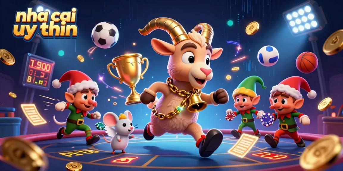 Experience the thrill of nha cai uy tin as the festive Krampus goat oversees a chaotic casino scene filled with gremlins stealing chips.