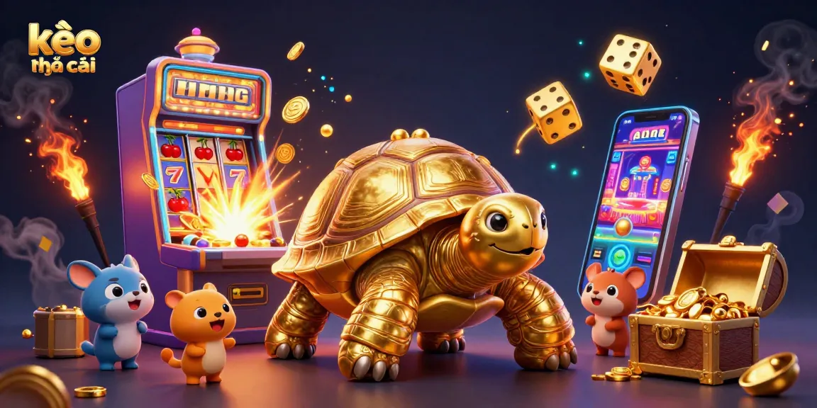 Experience the excitement of kèo nhà cái in this vibrant casino illustration filled with animated characters and dynamic game elements.