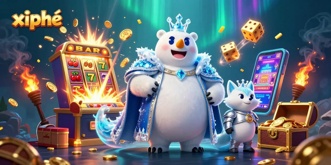Experience excitement with xì phé as the ice king and fox celebrate a jackpot explosion in this thrilling casino scene.