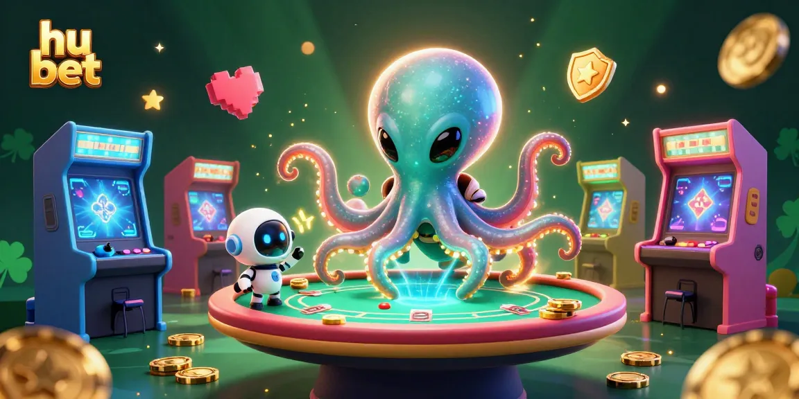 Betting at hu bet with a cosmic theme featuring an octopus and a robot, with vibrant gaming elements.