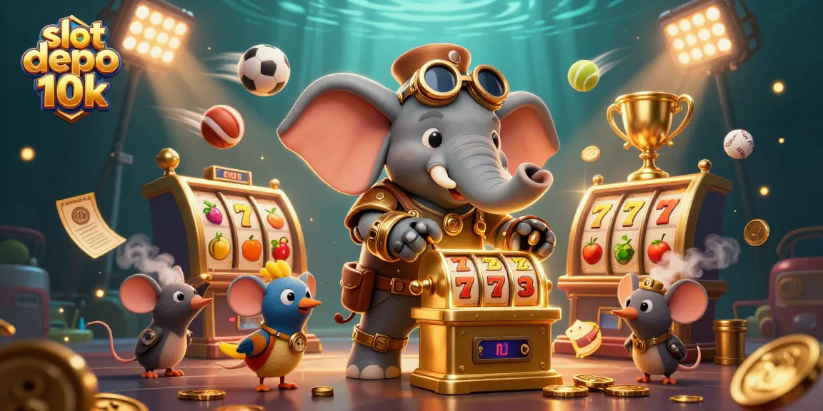 Experience the thrill of slot depo 10k with a captivating steampunk-themed casino scene.