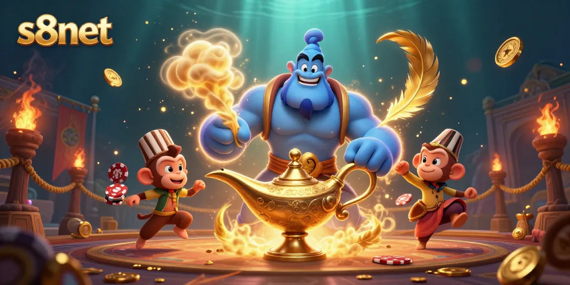 Experience thrilling gaming at s8net with vibrant 3D casino imagery featuring unique characters and elements.