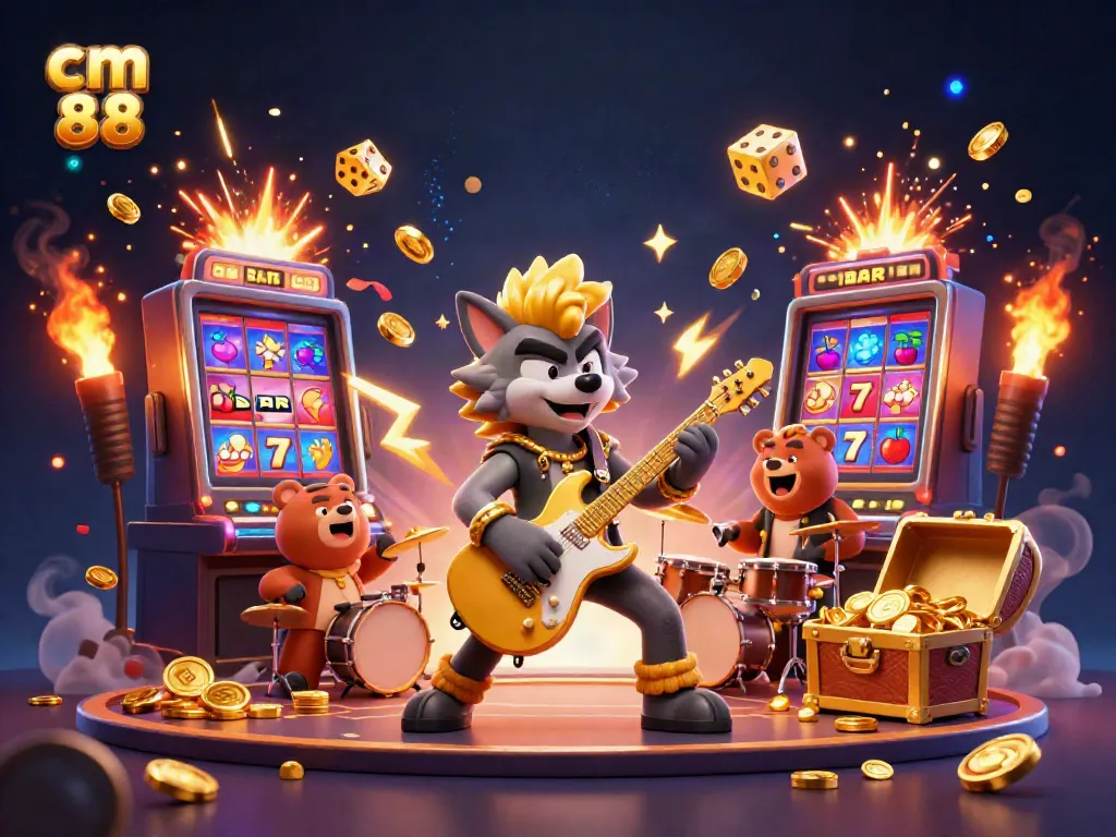 Experience the thrill with cm 88 by witnessing a wild rocking performance on a vibrant casino stage.