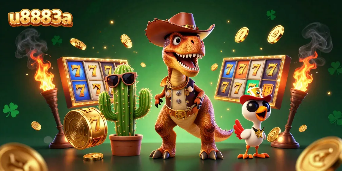 Experience thrilling gameplay with u8883a's exciting jackpot-themed 3D illustration featuring a dynamic dinosaur character.