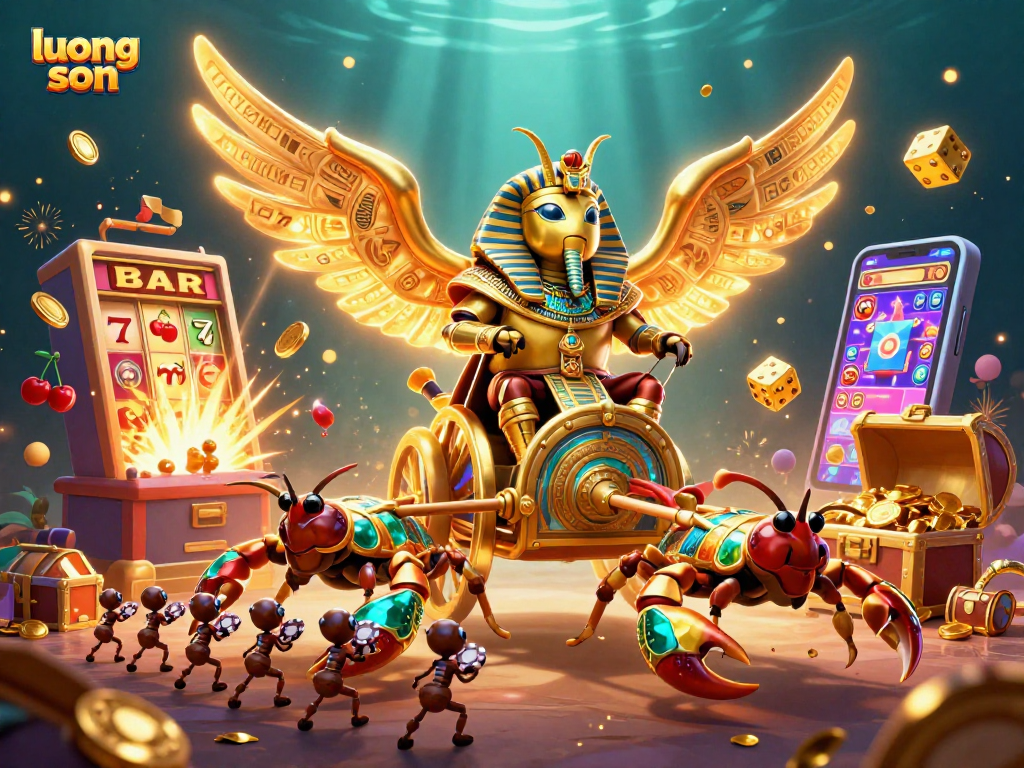 Experience thrilling jackpots with luong son in a vibrant 3D casino scene filled with symbols of luck.